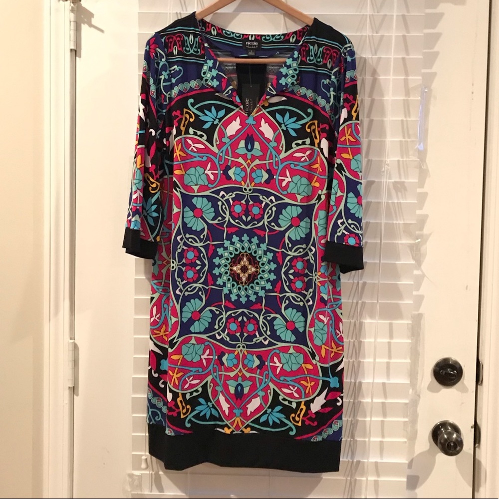 NWT Nicole by Nicole Miller black trim dress
